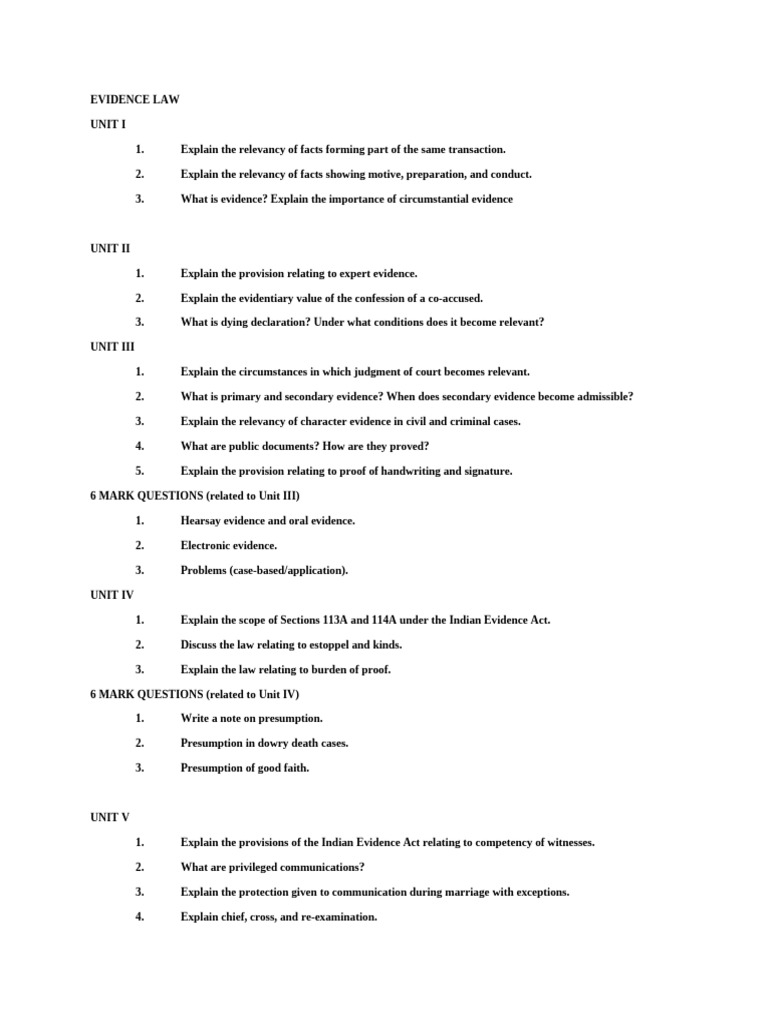 Key Concepts in Evidence Law | PDF