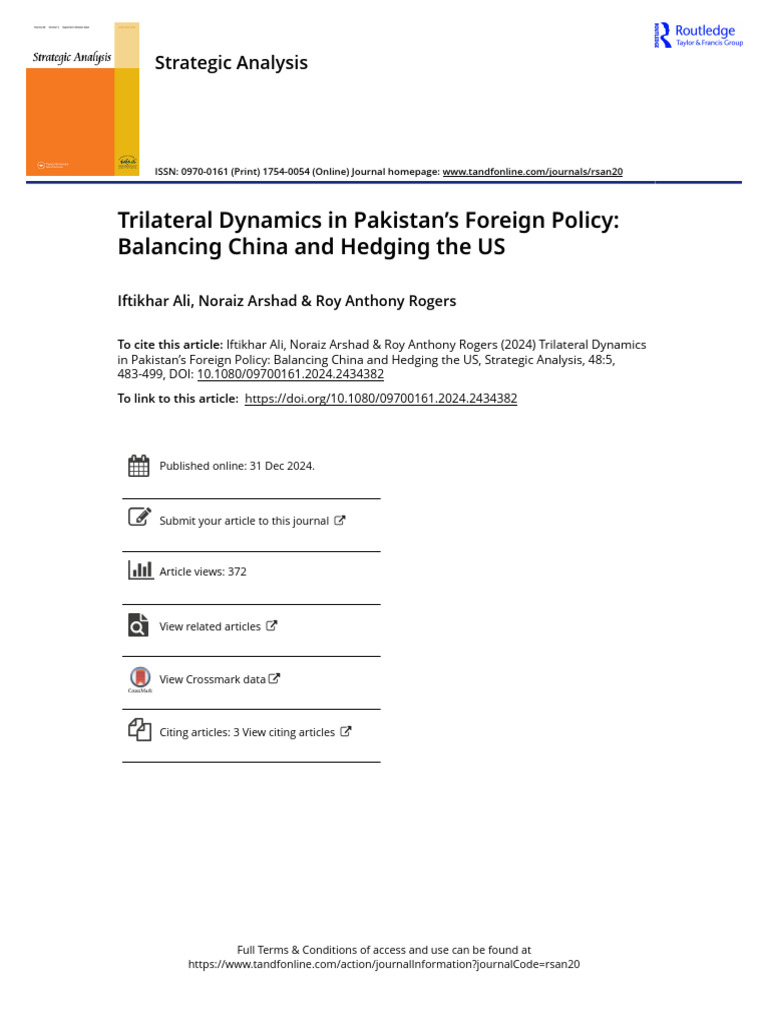 Pakistan US China Relations | PDF | Pakistan | China