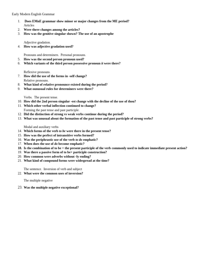 EMnE Grammar Questions | PDF