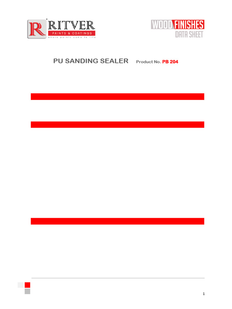PU Sanding Sealer PB 204 Specifications | PDF | Wood | Varnish
