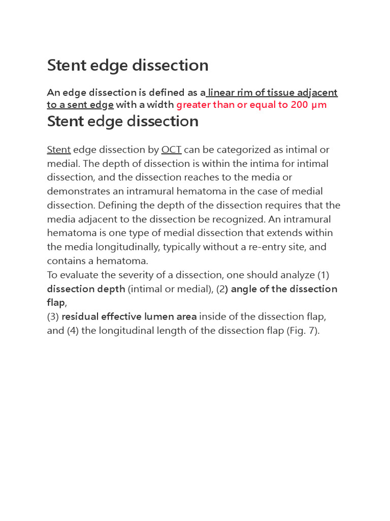 Stent Edge Dissection | PDF | Angiography | Area