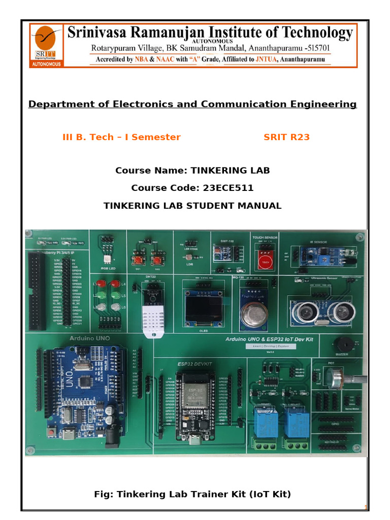 Tinkering Lab r23 Lab Manual for Students Only Exp1 to Exp10 ...
