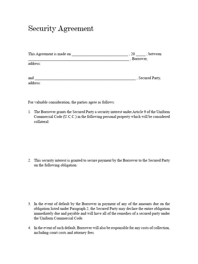 Security Agreement | PDF | Security Interest | Personal Finance