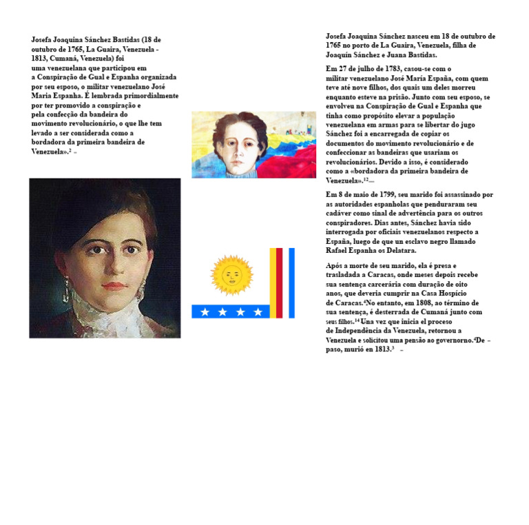 Josefa Joaquina Sánchez: Heroína Venezuelana | PDF | Venezuela | Espanha