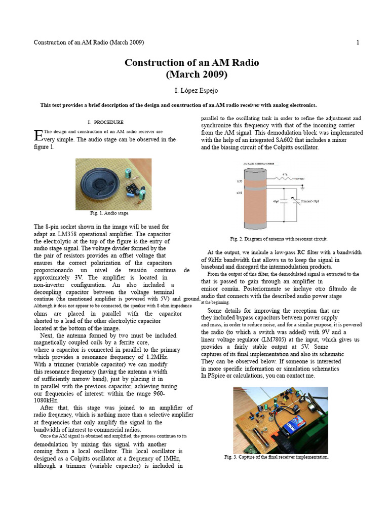 AM Radio Receiver Construction Guide | PDF | Amplifier | Capacitor