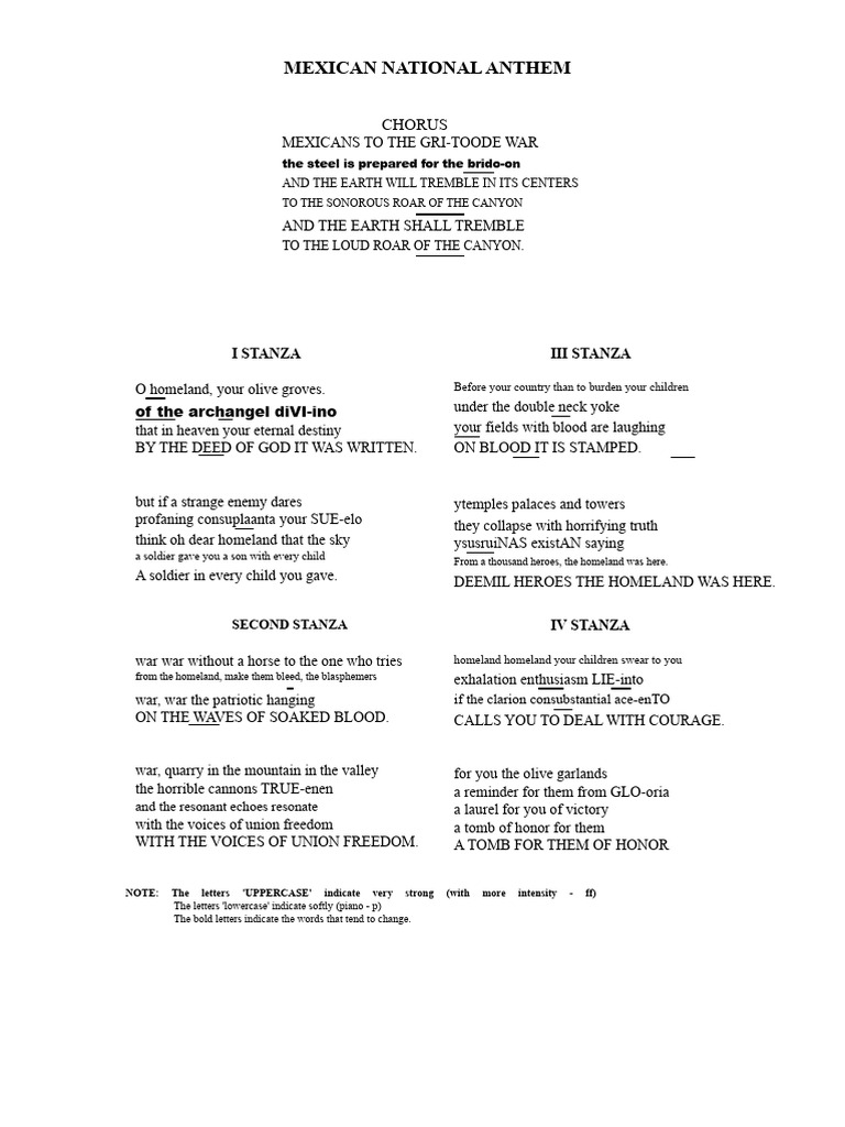 Mexican National Anthem Lyrics Analysis | PDF