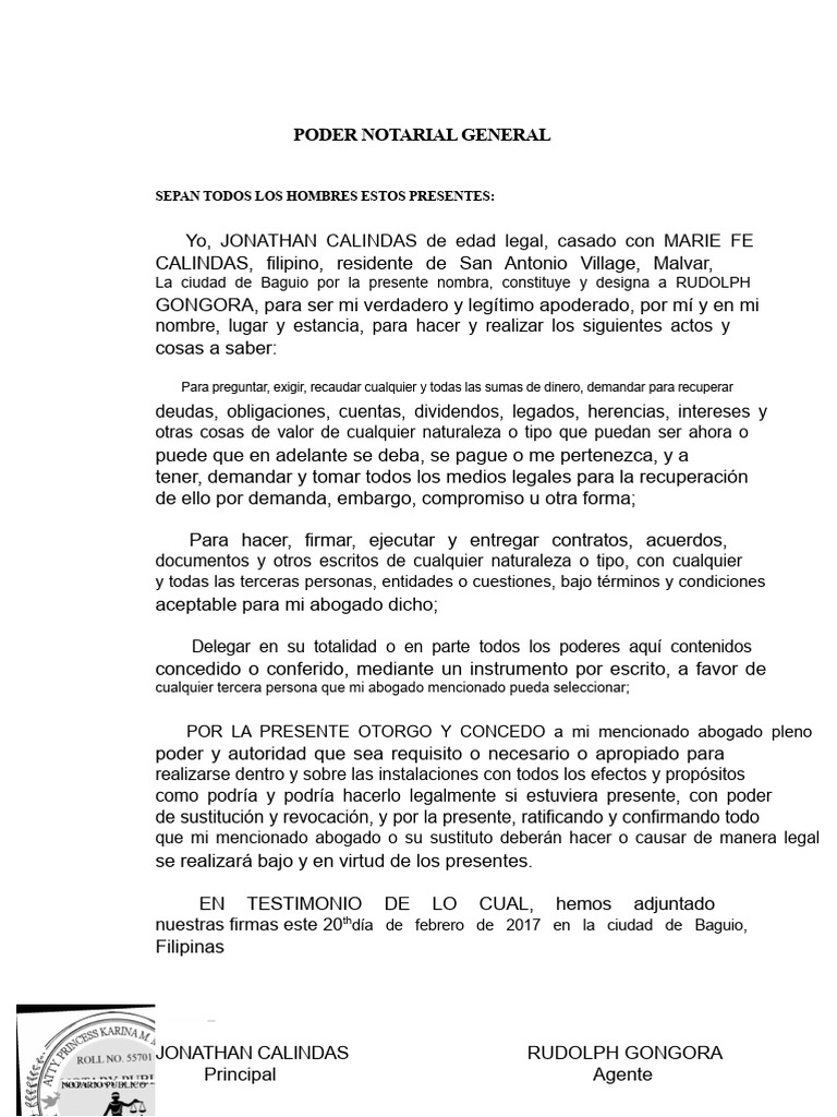 Poder Notarial General | PDF