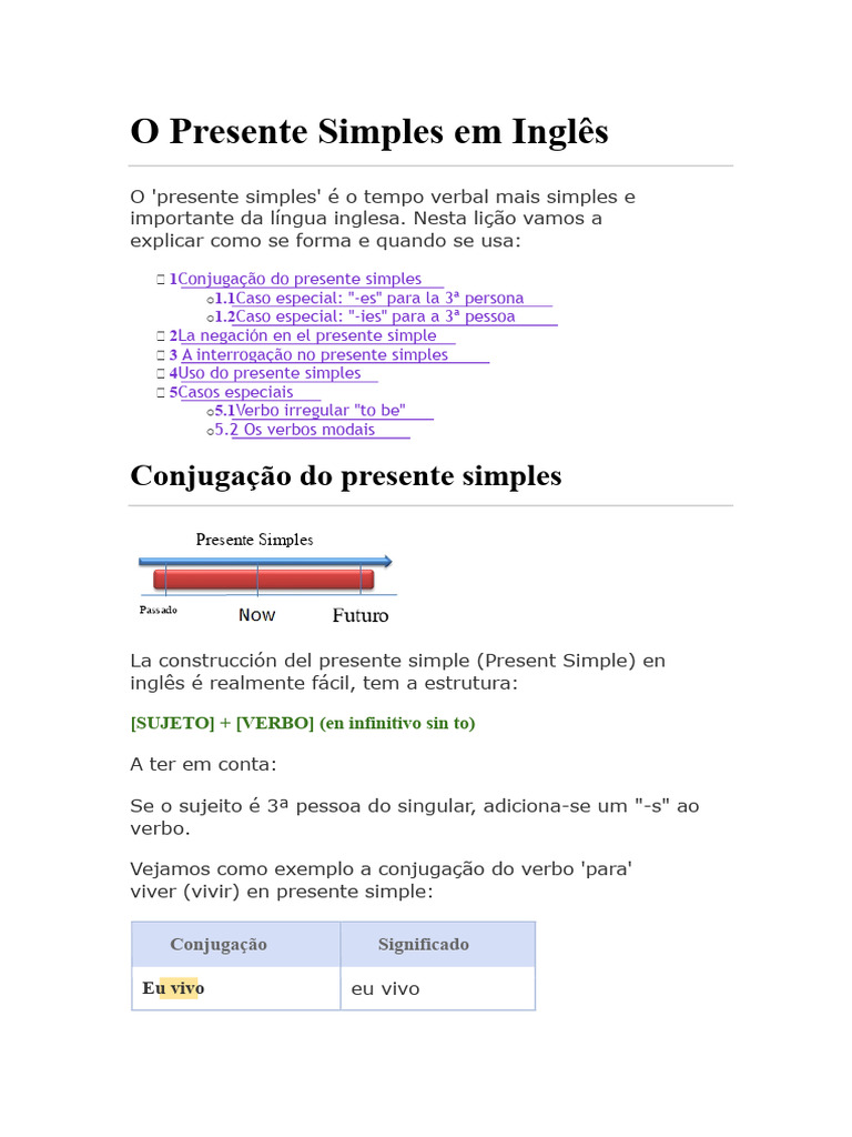 Guia Completo do Presente Simples em Inglês | PDF | Assunto (gramática ...
