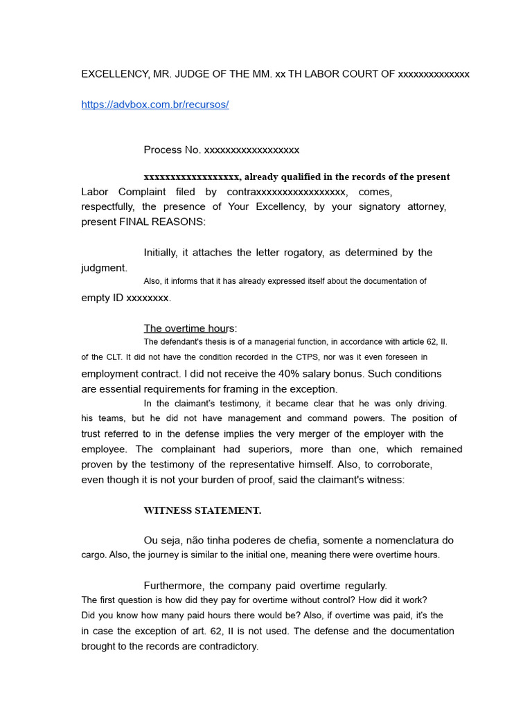 Final Arguments in Labor Claim | PDF | Overtime | Employment