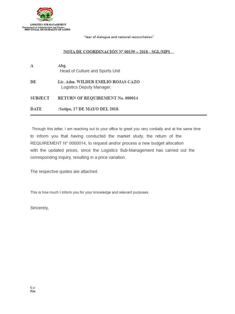 COORDINATION NOTE | PDF