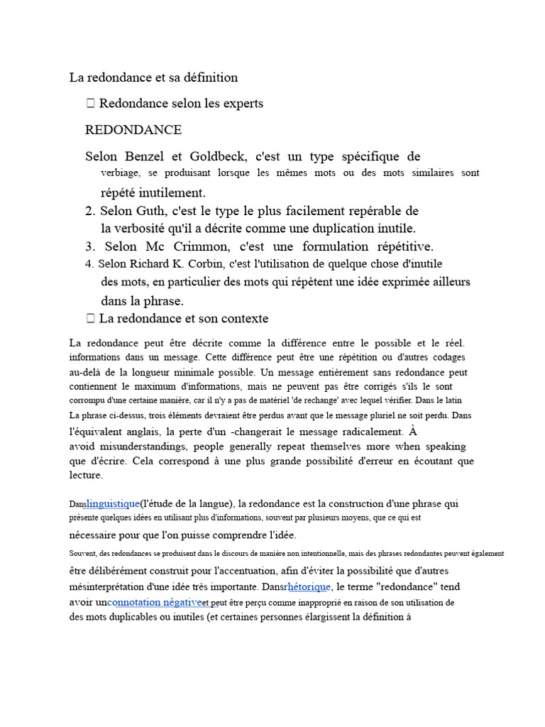 Comprendre la redondance linguistique | PDF | Phrase | Acronymie