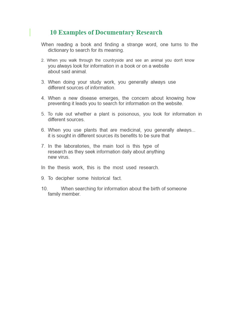 10 Documentary Research Examples | PDF