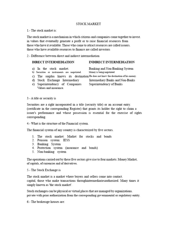 Understanding the Stock Market Basics | PDF | Securities (Finance ...