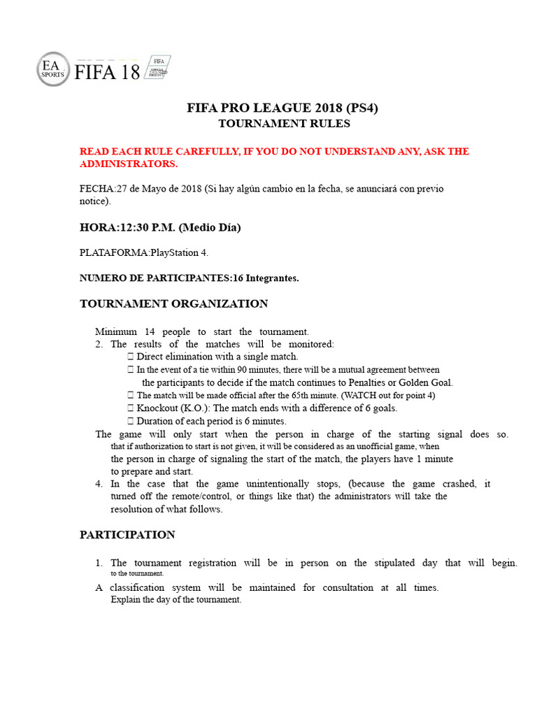 FIFA Tournament Rules | PDF | Sports