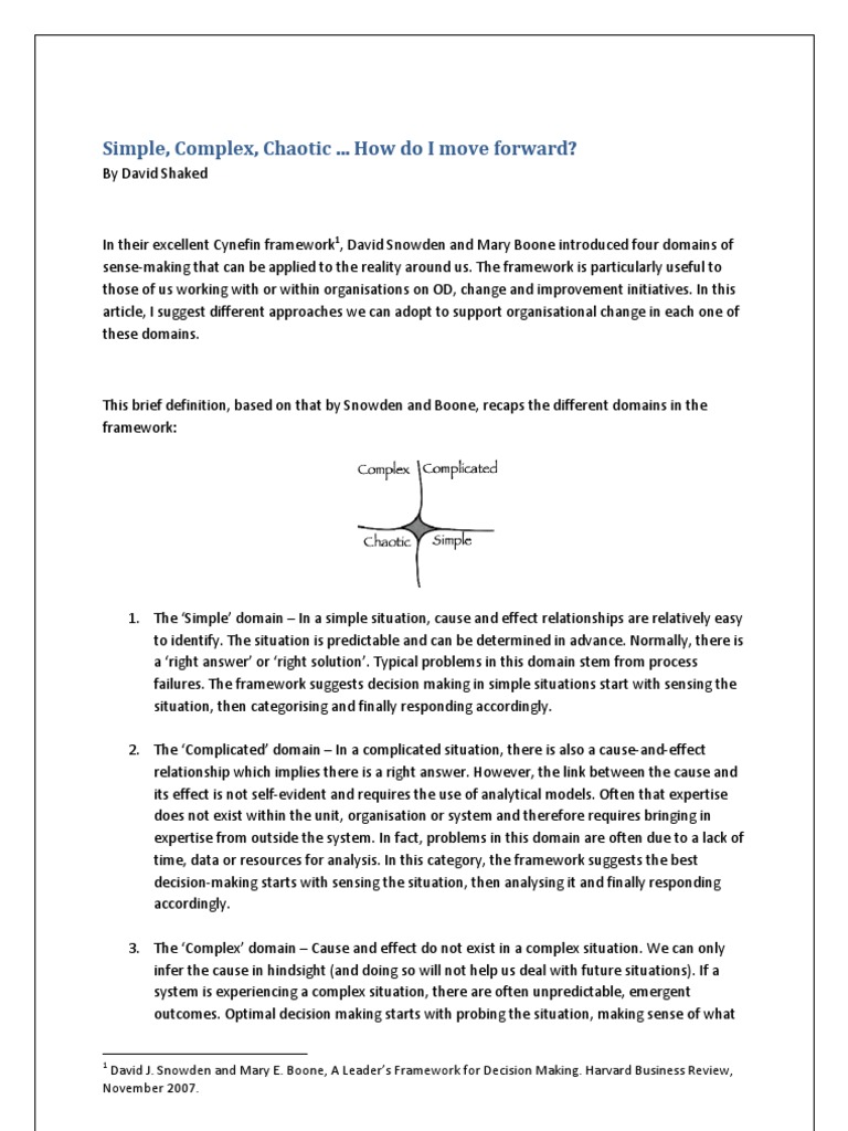 Simple Complex Chaotic - What Do I Do | Organization Development ...