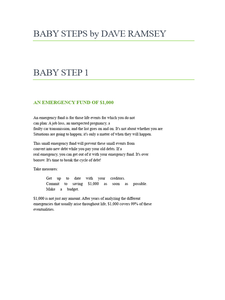Dave Ramsey's 7 Baby Steps Guide | PDF | Debt | Interest