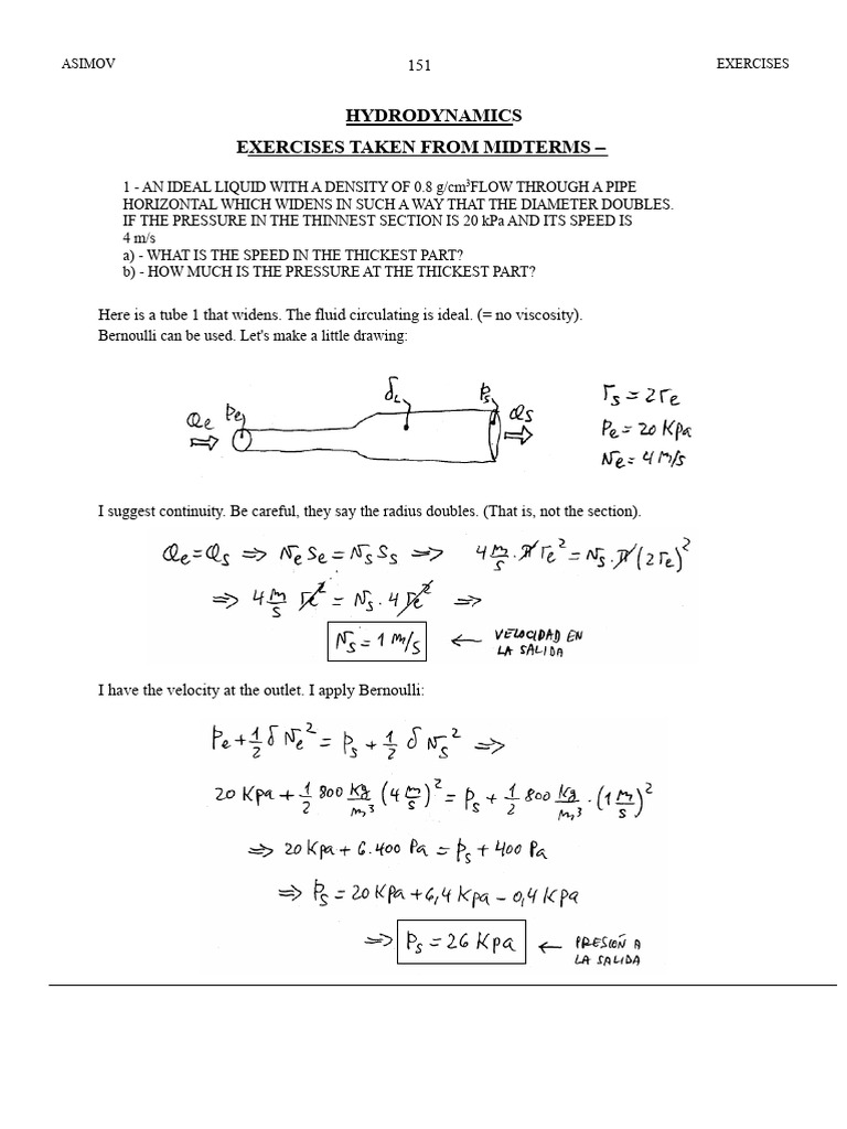 HYDRODYNAMICS - Partial Exercises | PDF | Pressure | Fluid Dynamics