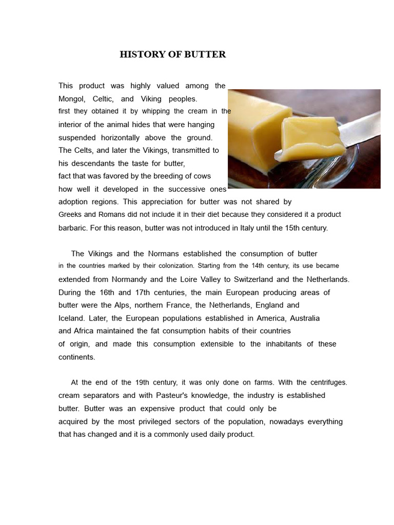 History of Butter | PDF | Butter | Cakes