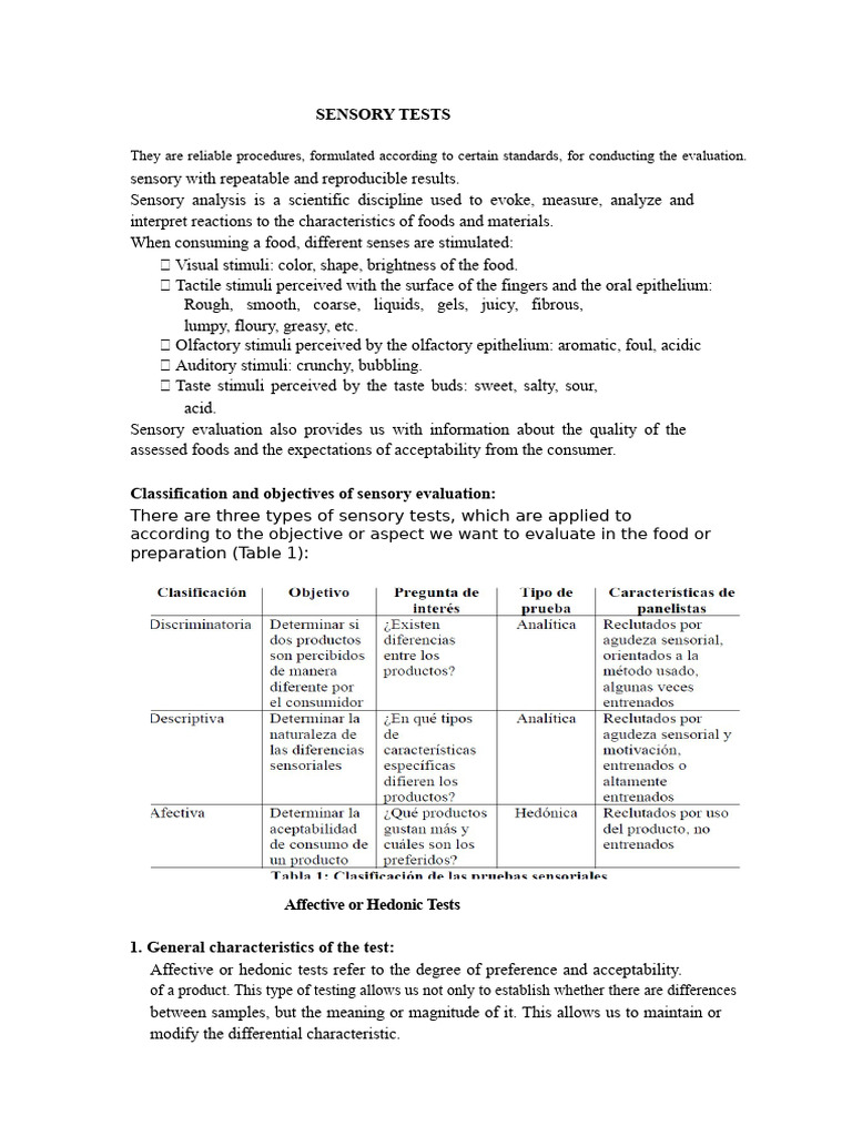 Sensory Evaluation Methods Explained | PDF | Taste | Perception