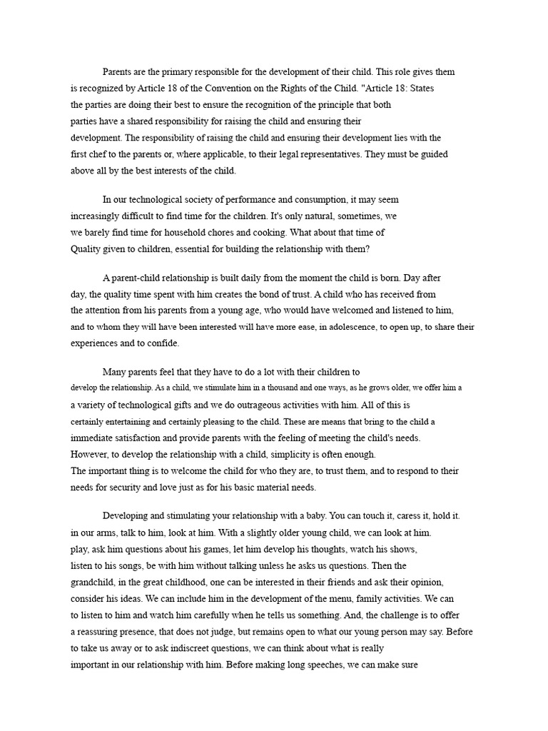Parent-Child Relationship Development Guide | PDF | Child Development ...