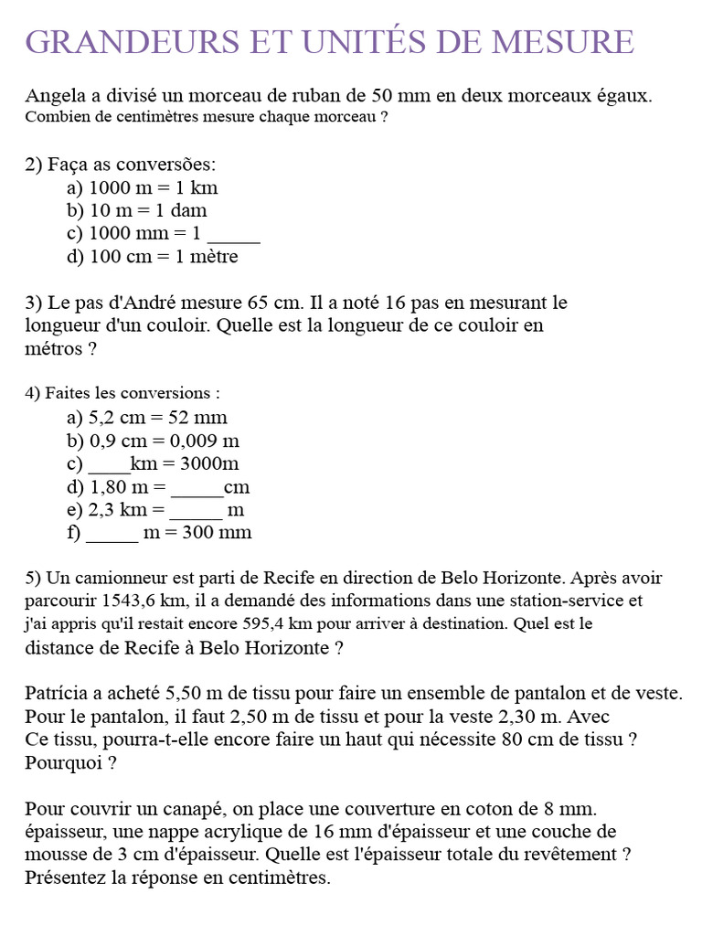 Grandeurs et unités de mesure expliquées | PDF