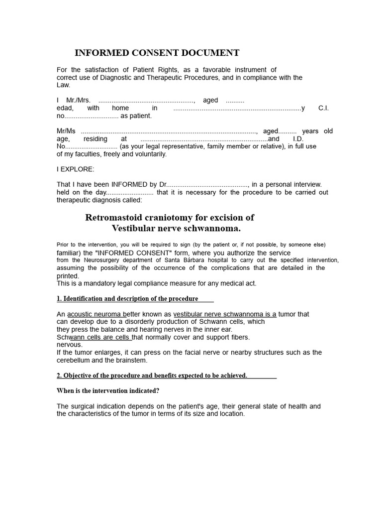 Informed Consent for Craniotomy Procedure | PDF | Surgery | Nervous System