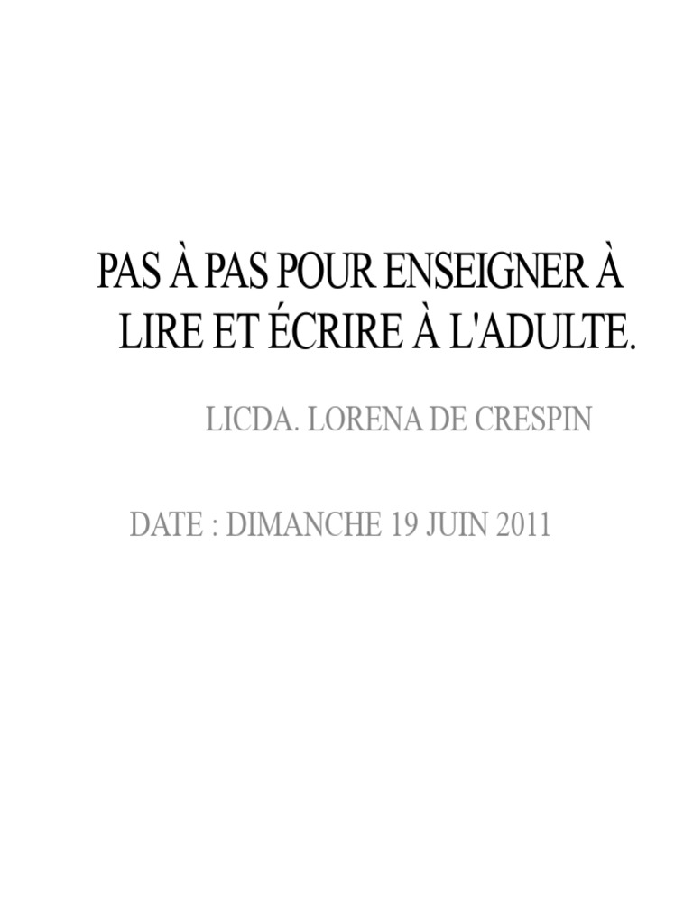 Guide d'alphabétisation pour adultes | PDF