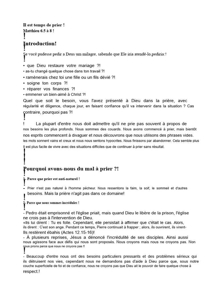 L'Importance de la Prière dans la Foi | PDF | Prière | Dieu