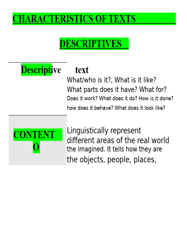 Understanding Descriptive Texts | PDF