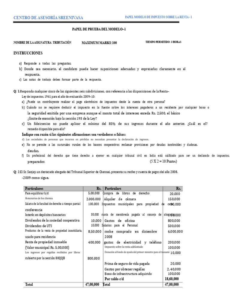 Modelo de Impuesto sobre la Renta 2009-10 | PDF | Impuestos | Impuesto ...