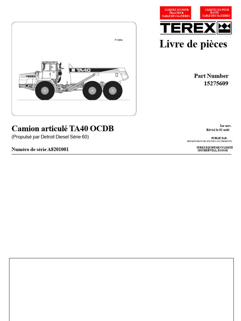 Manuel de pièces Terex TA40 OCDB | PDF | Radiateur | Frein