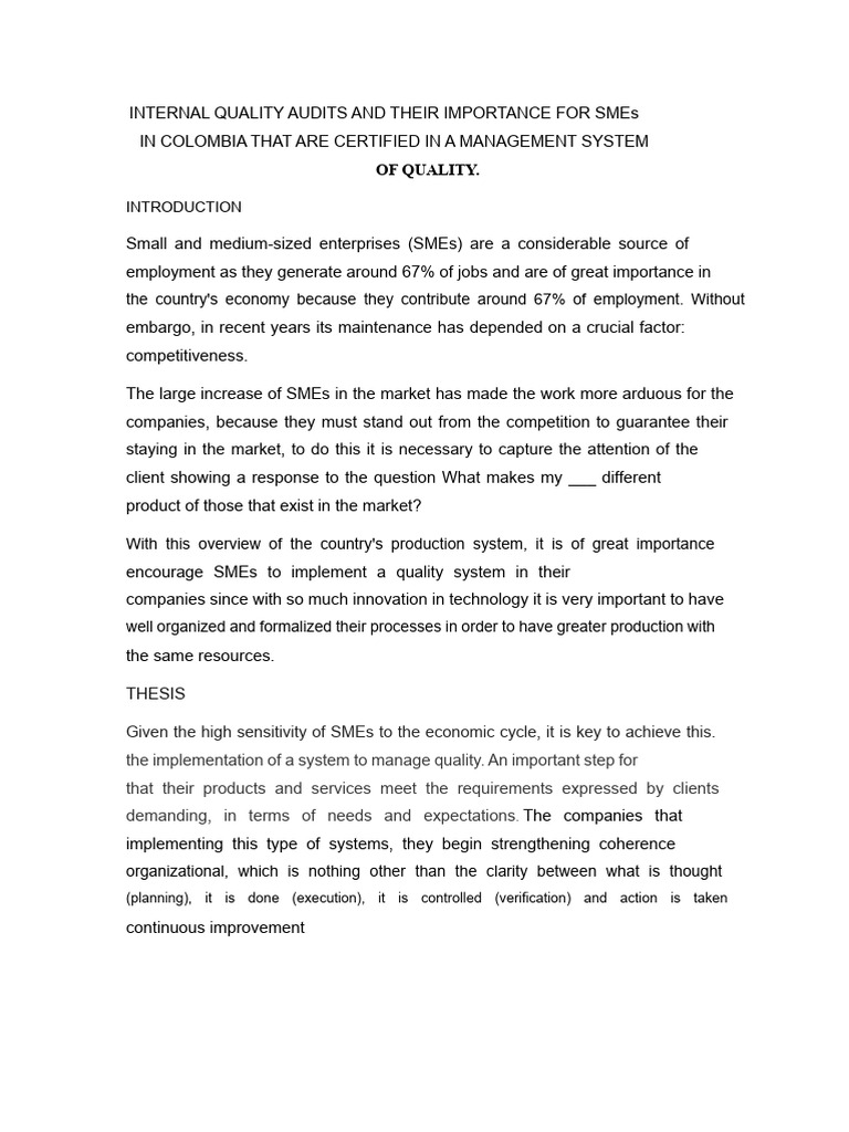 Internal Quality Audits and Their Importance For SMEs in Colombia That ...