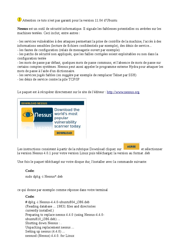 Installation et utilisation de Nessus sur Linux | PDF | Plugin ...