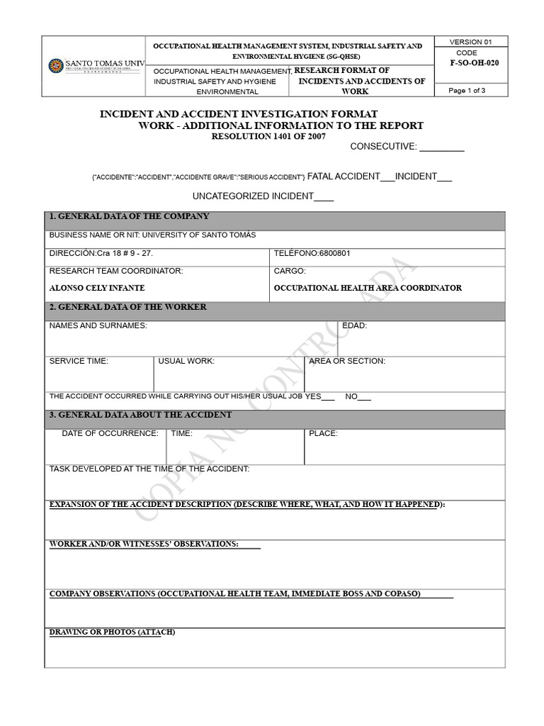 F-So-Oh-020 Incident Investigation Format | PDF | Occupational Safety ...