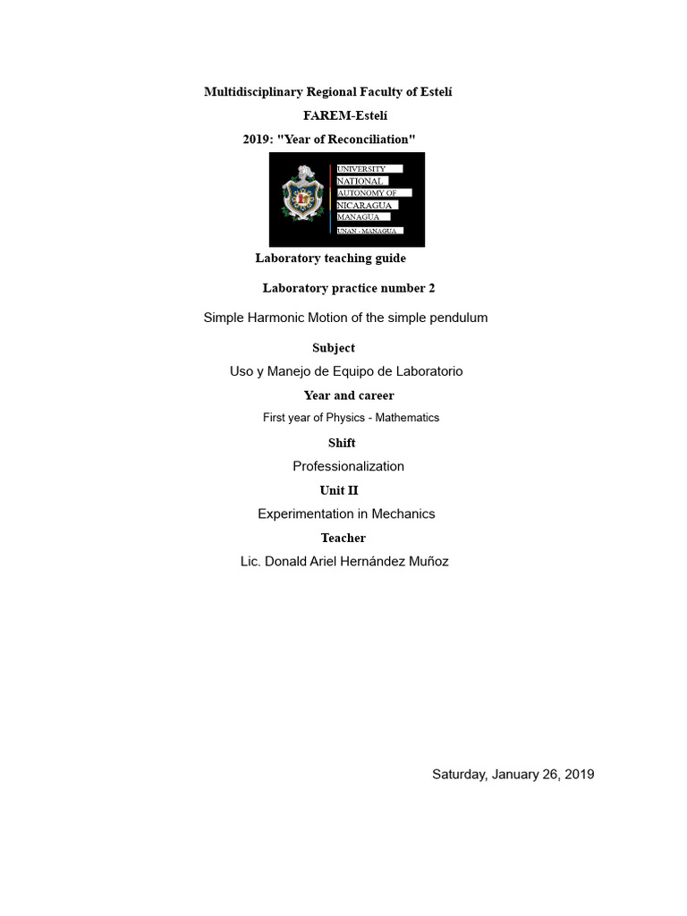 Simple Pendulum Experiment Guide | PDF | Oscillation | Pendulum