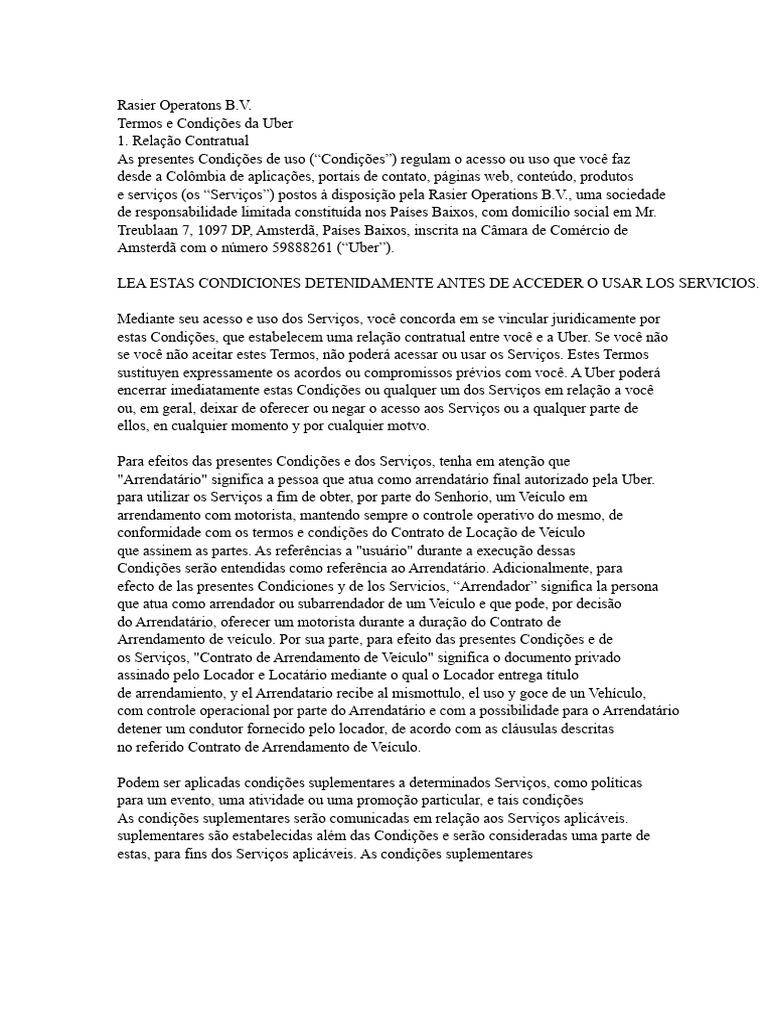 Termos e Condições da Uber na Colômbia | PDF | Arbitragem | Mediação