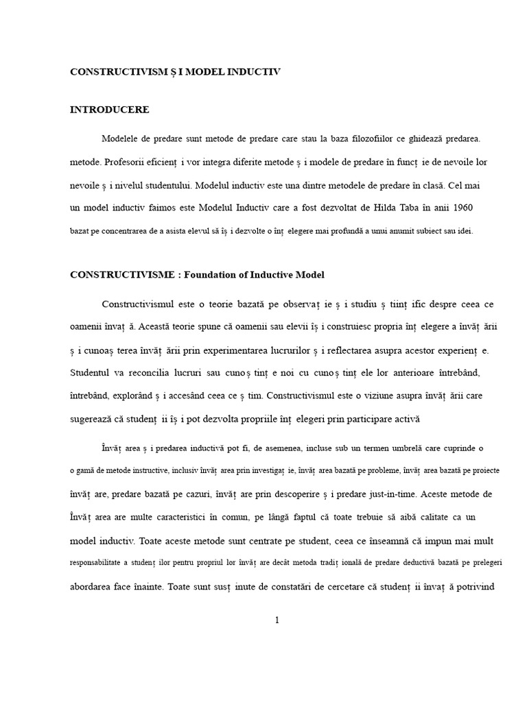 Constructivism Și Modelul Inductiv | PDF
