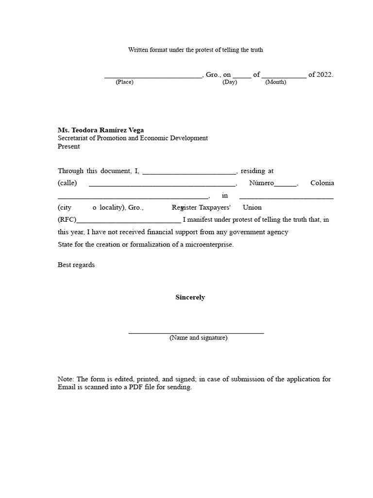 Declaration of No Government Support | PDF