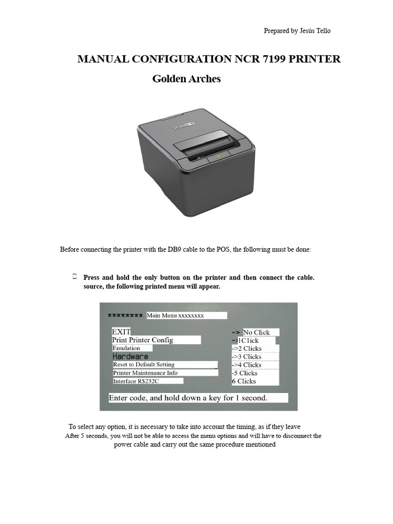 NCR 7199 Printer Manual Configuration Guide | PDF | Printer (Computing ...