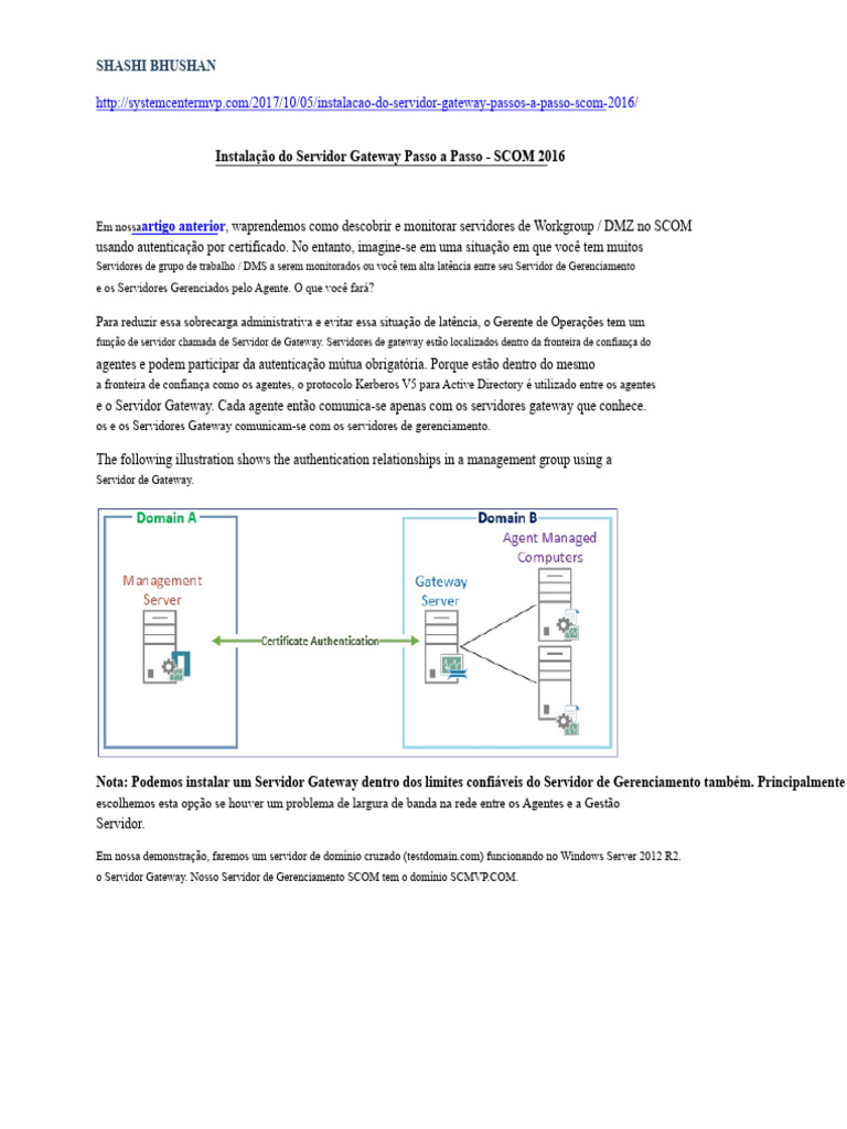 Instalação do Servidor Gateway SCOM 2016 | PDF | Servidor (informática ...