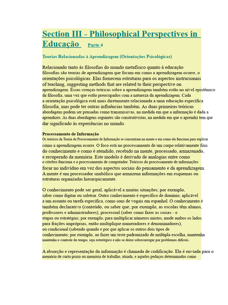 Teorias de Aprendizagem na Educação | PDF | Aprendizado | Behaviorismo