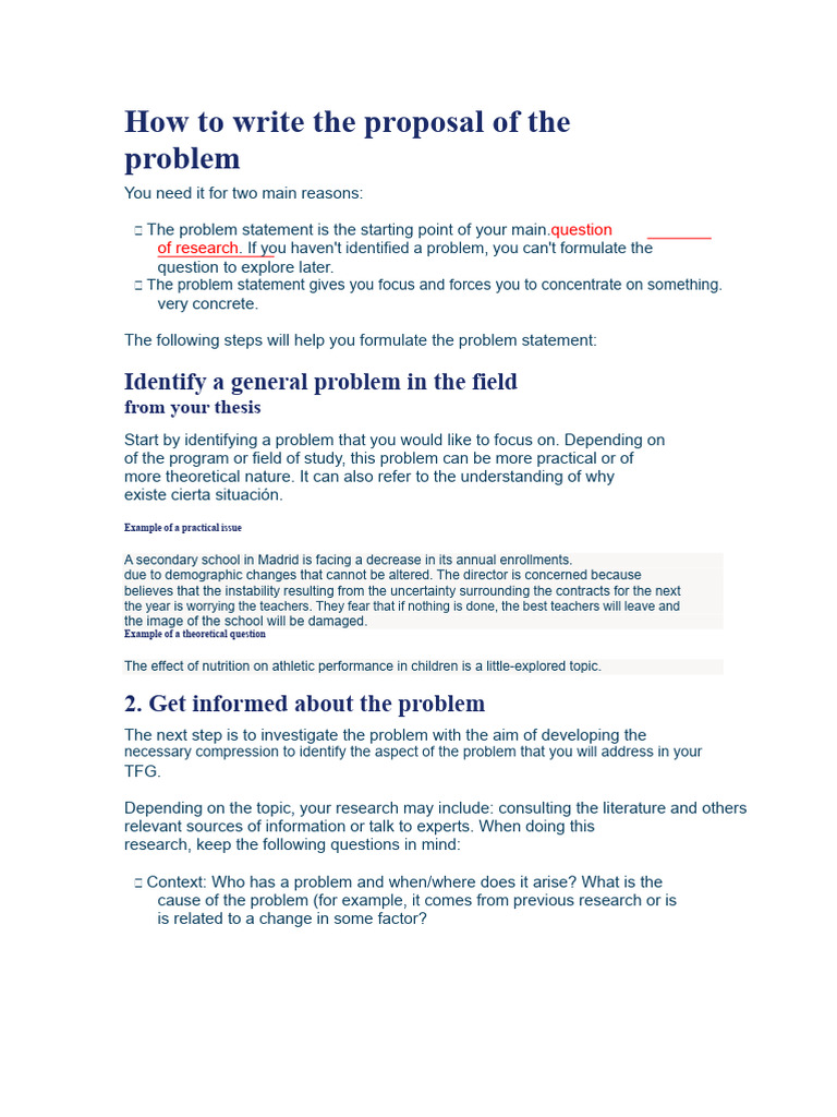 How To Write The Problem Statement | PDF | Cognitive Science | Human ...
