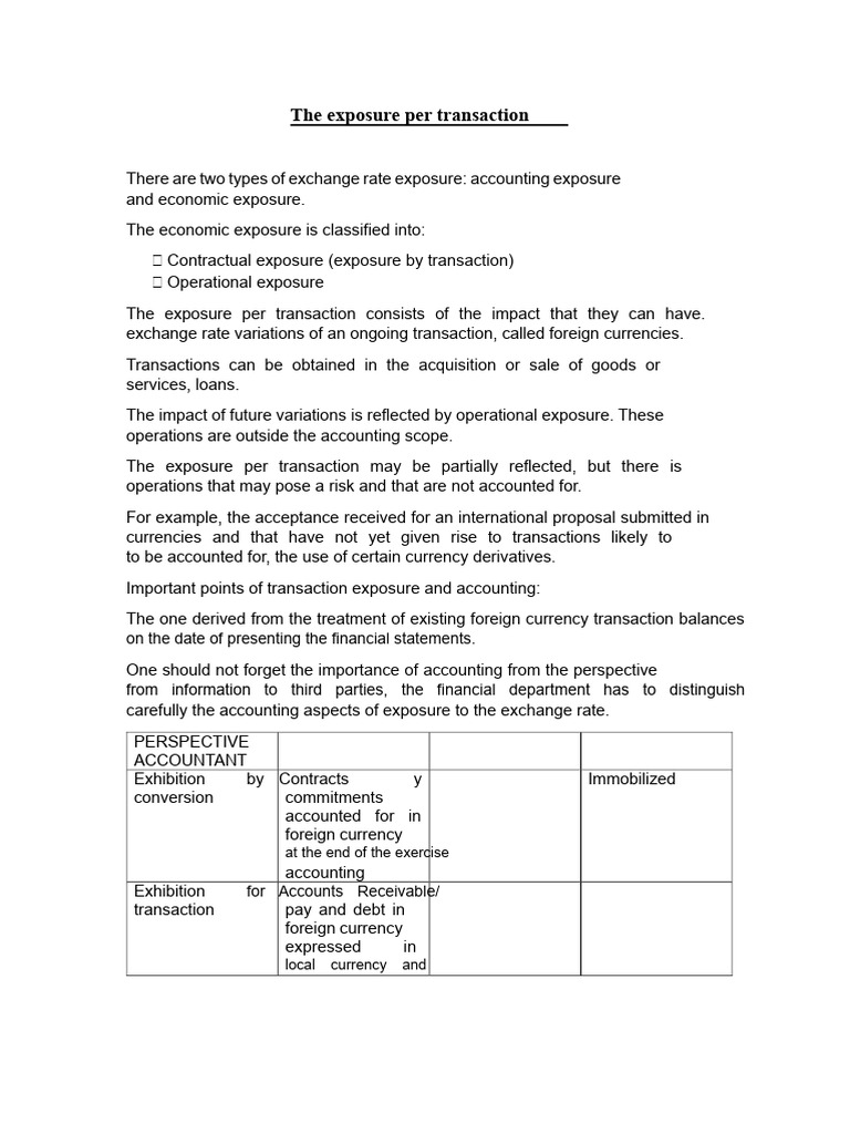 Understanding Transaction Exposure Risks | PDF | Option (Finance ...