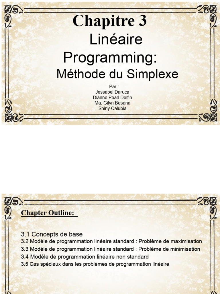 Méthode du Simplexe en Programmation Linéaire | PDF | Optimisation ...