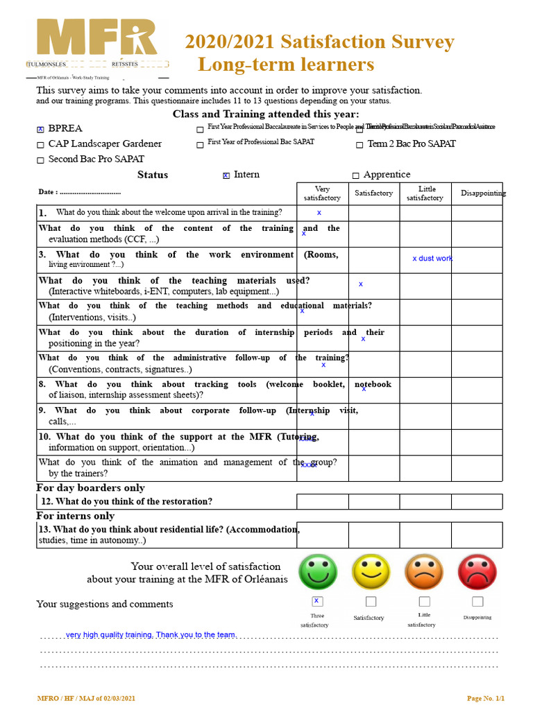 MFRO Learner Satisfaction Survey | PDF | Learning