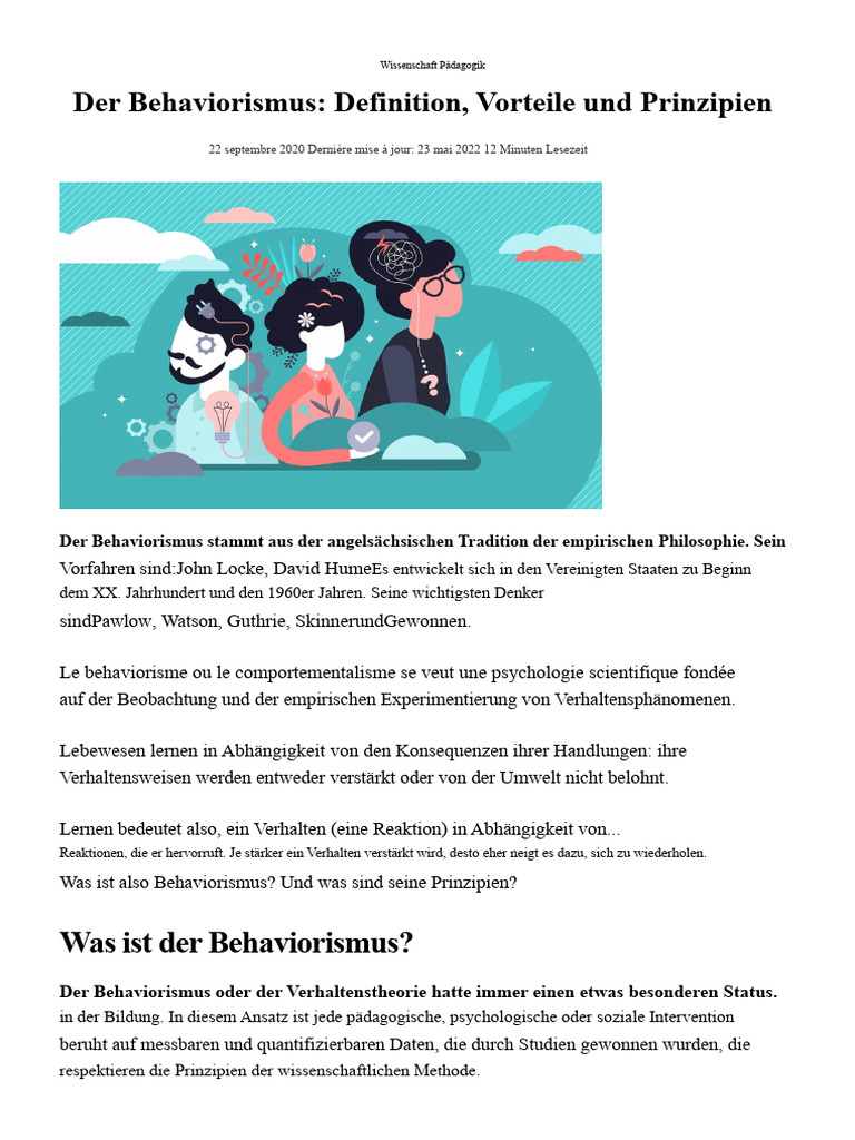 Gut Lernen - Der Behaviorismus - Definition, Vorteile Und Prinzipien | PDF
