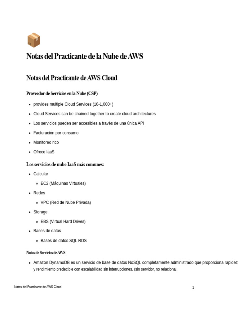 Notas Del Practicante de AWS Cloud | PDF | Computación en la nube ...