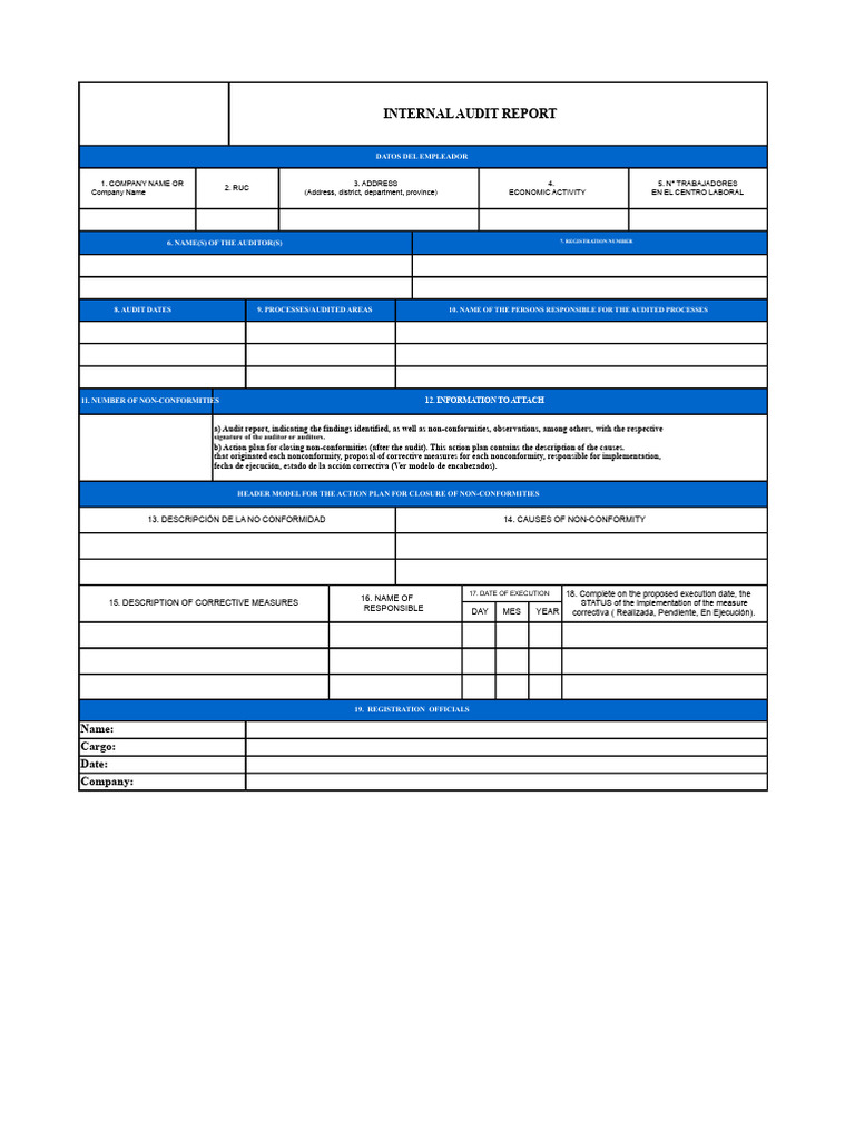 Internal Audit Report Template | PDF | Chess Theory | Chess
