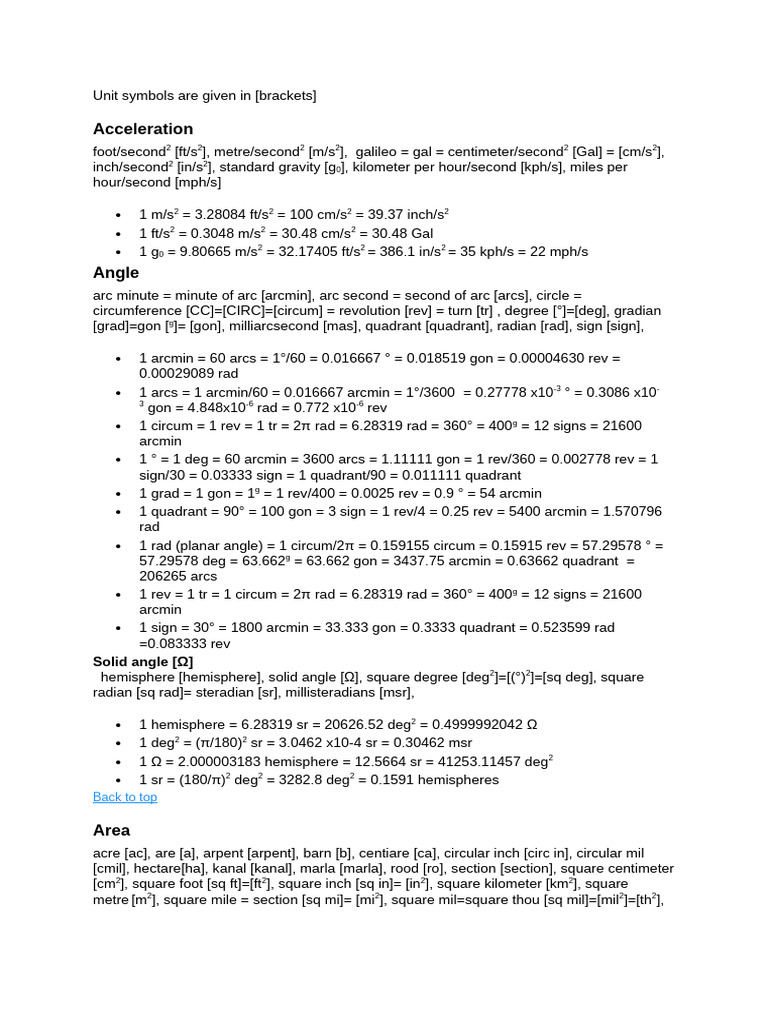 Unit Symbols in Conversion | PDF | Calorie | Mole (Unit)