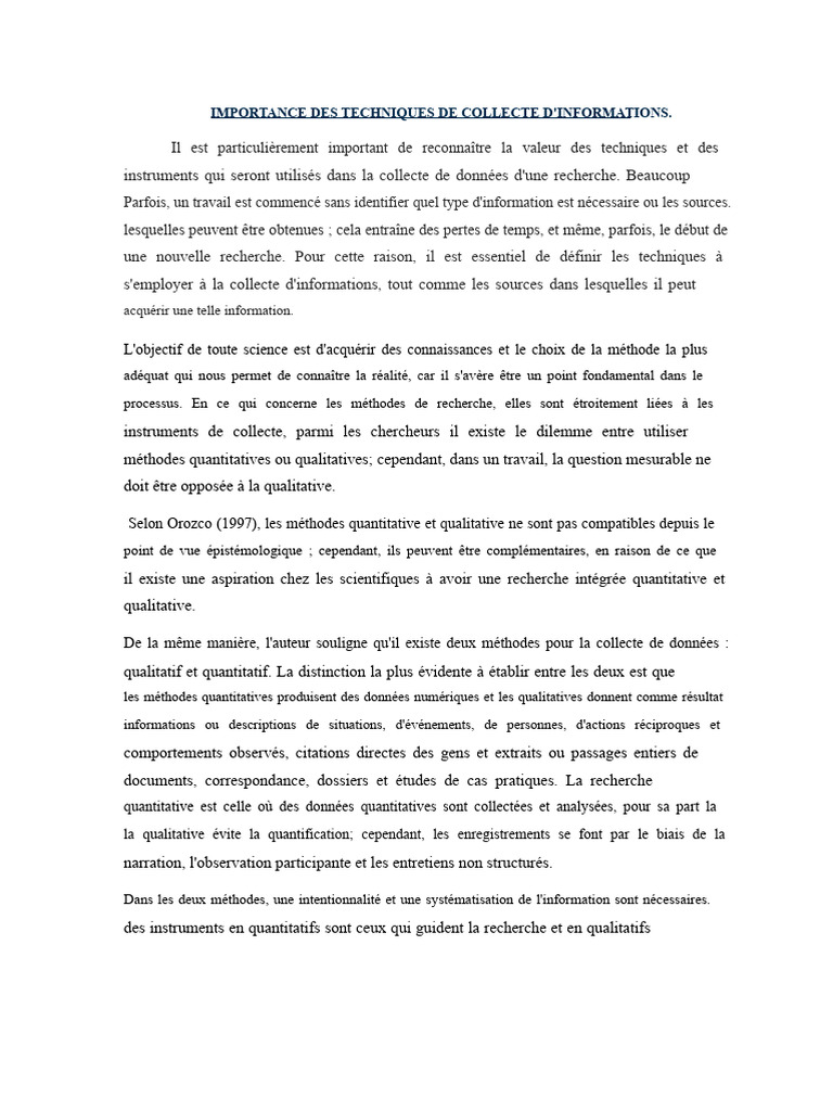 Techniques de collecte d'informations essentielles | PDF | Raison ...